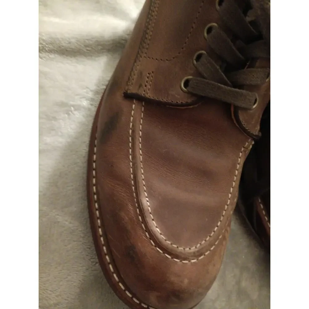 Frye Men's Boots WALTER Sz 10 Lace-Up USA Made Tan Brown Moc Toe Leather 81701